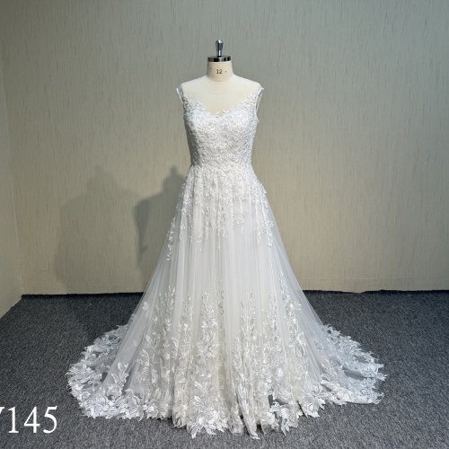Y145 A Line Wedding Bridal with applique Wedding Dress made in china