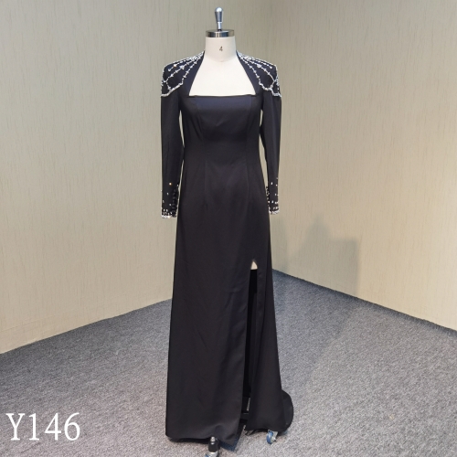 Y146 Long Sleeves Evening dress with diamond made in China