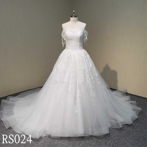RS024 Off sleeves ball gown wedding dress made in China with good quality