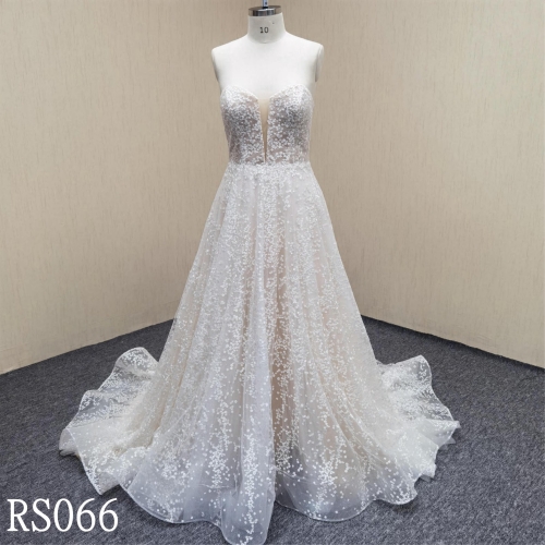RS066  Sweetheart Neckline Bridal Gowns With Wholecut Lace Wedding Dress made in China