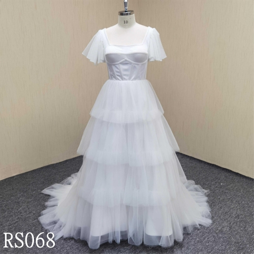 RS068  Ruffles A line skirt   wedding dress brdal gown for women