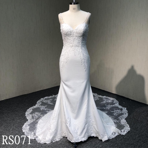 RS071 Elegant mermaid beaded dress with Illusion back