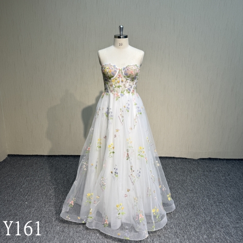 Y161 Ball gown Lace up evening dress with sleeveless for woman