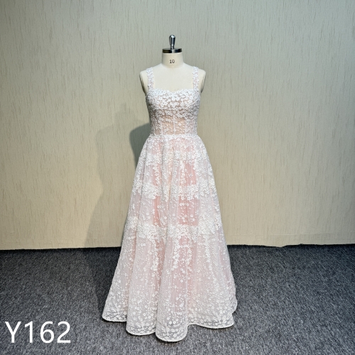 Y162   Pink Sweetheart A line Hand made Evening dress with  flower for woman