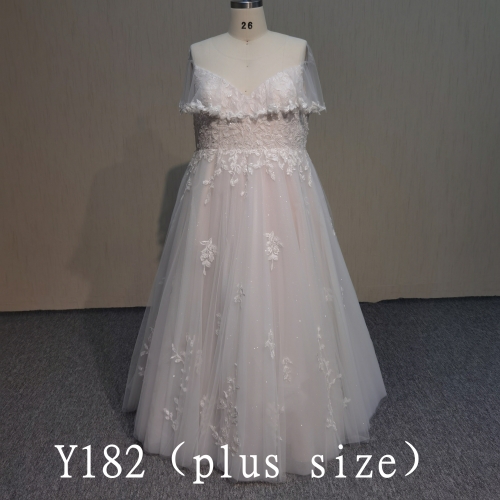 Y182 A Line Sequined Wedding Bridal with applique Wedding Dress made in china
