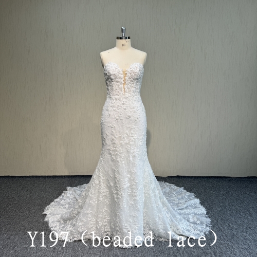 Y197 V-neck Mermaid Wedding Dresses With Beaded lace in China