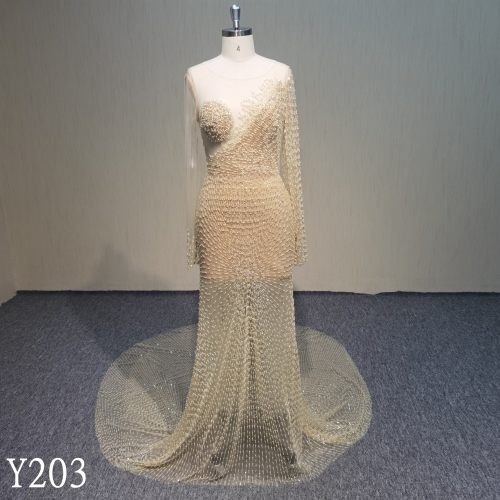 Y203 Beaded lace   mermaid dress Illusion wedding dress