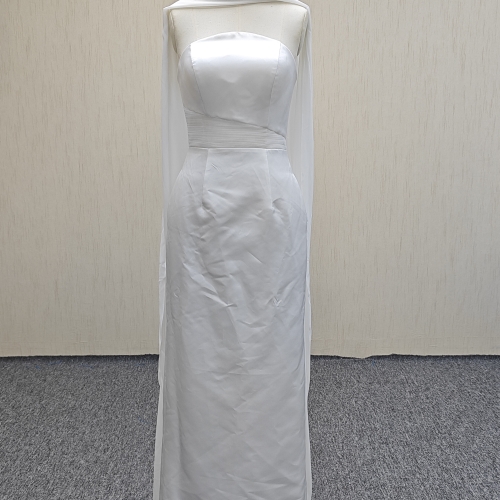 P017 Crepe sleeveless mermaid wedding dress with detachable wedding dress for woman
