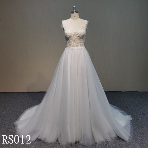 RS106 Pink V-neck ball gown Sleeveless Bridal Wedding Dresses for wedding woman with glitter