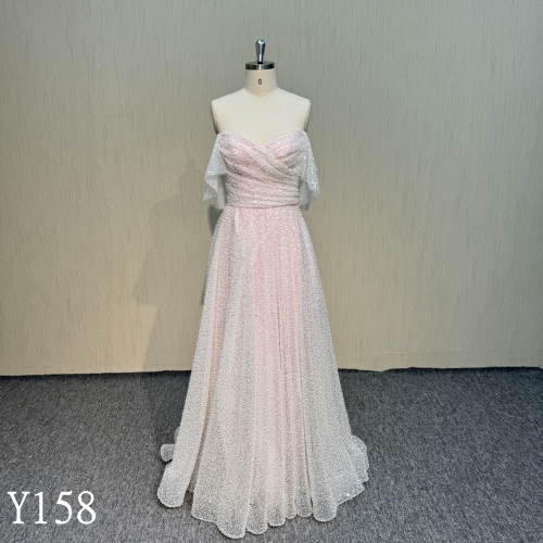 Y158 Pink Sweetheart  Lace up Evening dress with Beaded for Woman