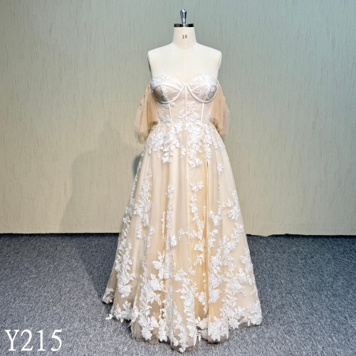 Y215 Elegant design  A-line sweetheart Neck Lace up Wedding Dresses for woman