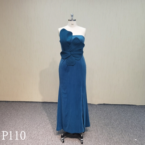P110 Fashion Design Dark Bule  Mermaid Dress with  Big Flower Evening Dress Made in China