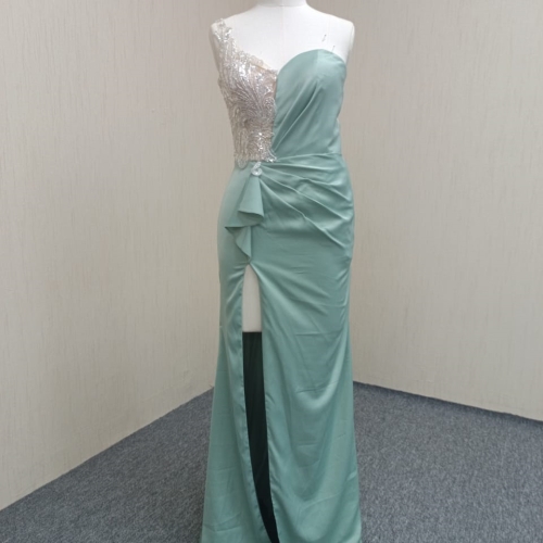 Y230 Light Green sweetheart mermaid evening dress with applique lace