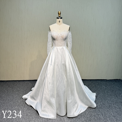 Y234 Beautiful Sweetheart Ball Gown  with Detachable Sleeve Wedding Dress Made in China