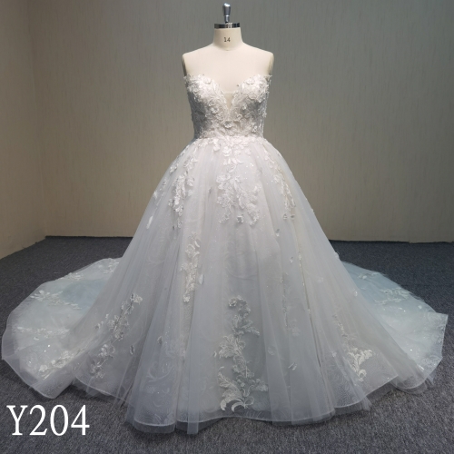 Y204 Sweetheart Applique  Lace Up Ball Gown Made in China