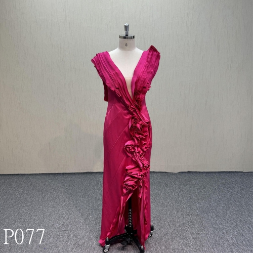 P077 Rose dress Fashion design sleeveless  Evening gown Bridal Wedding Dress for Woman