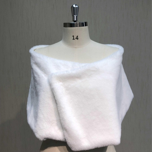 P096 Elegant Plush Shawl in White