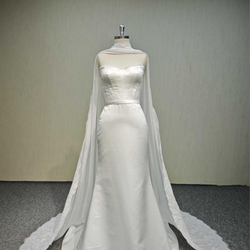 Y245 Simple design Mermaid wedding dress with  shawls Made in China