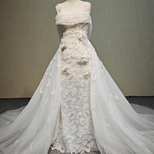 Y265 3D Flower Wedding Dress with Beads Made in China