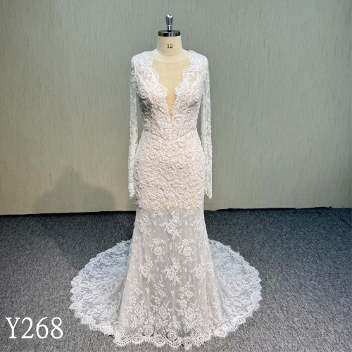 Y268 See Through Lace Wedding Backless Dresses made in China