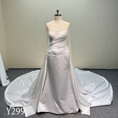 Y299 Luxury Gorgeous Handmade Beads Mermaid  Wedding dress  with Detachable Train