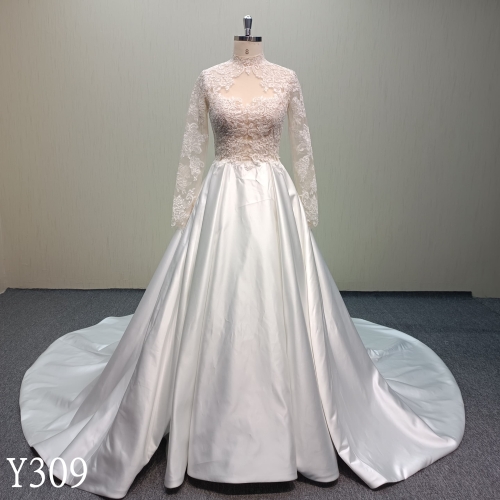 Y309 Elegant  Wedding applique ball gown  with flora lace