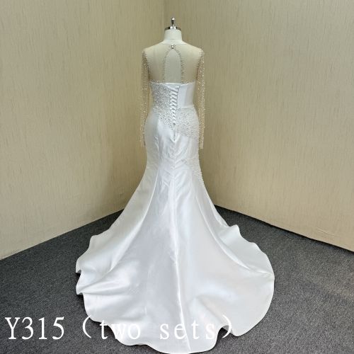 Y315 luxury Design Mermaid wedding dress  with handmade beading and detachable train