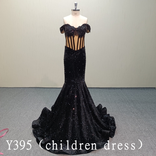 Y391 Gorgeous Mermaid sequin prom dress with beads applique for girls