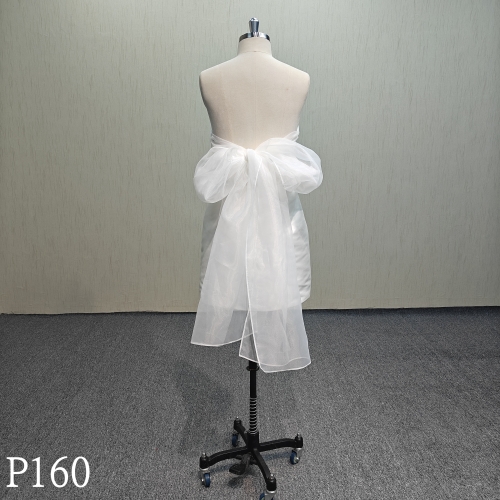 P160 Mini Sleeveless Off-the-Shoulder Satin Wedding Dress