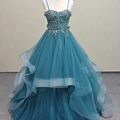 RS139  3D flower spaghetti strap sleeveless dress