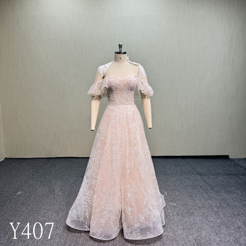 Y407 Off-the-shoulder floor-length wedding dress