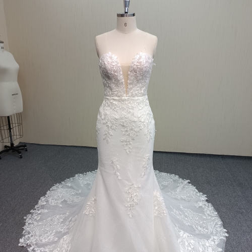 RS111 Breast Coated Wedding Dress with Invisible Zipper