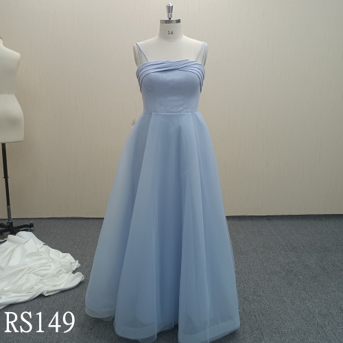 RS149 Blue Straight Dress with straps