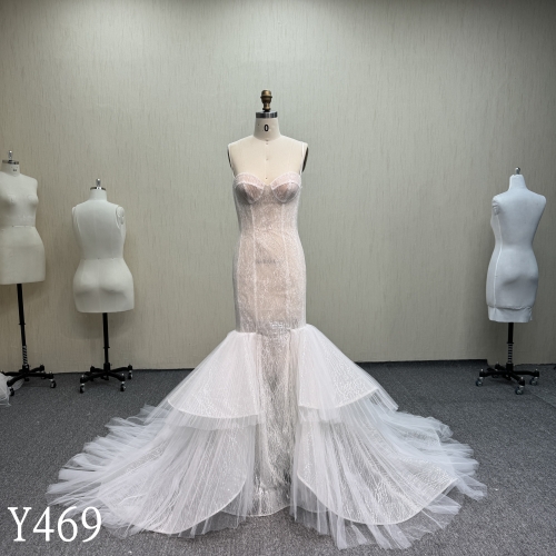 Y469 Pink Mermaid Wedding Dress