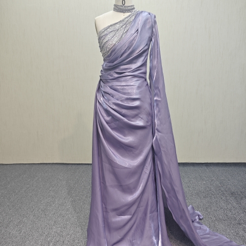 Y477 Purple Asymmetric Wedding Dress