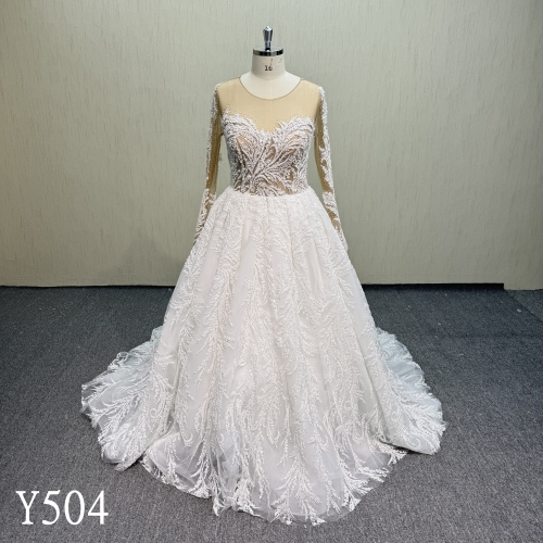 Y504 Classic Ball Gown Wedding Dress with Functional Buttons