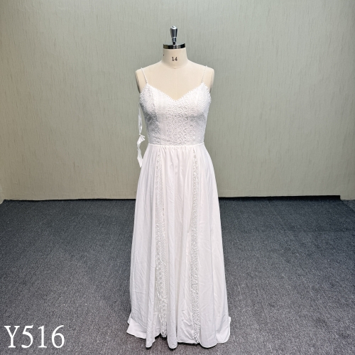 Y516 Plain Wedding Dress with lace up back