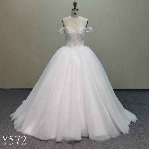 Y572 Off shoulder Wedding Dress with Sequins