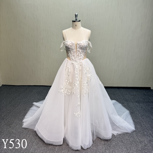 Y530 Spaghetti Strap Ball Gown Wedding Dress