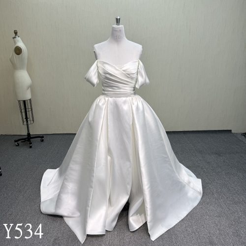 Y534 Off Shoulder Ball Gown Wedding Dress with Split