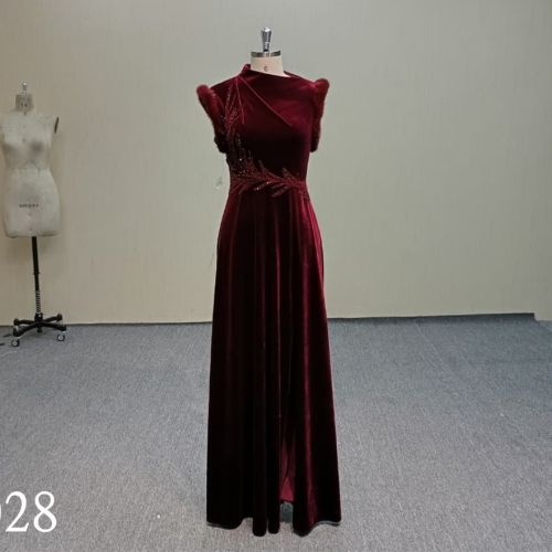 K028  Burgundy Evening Dress