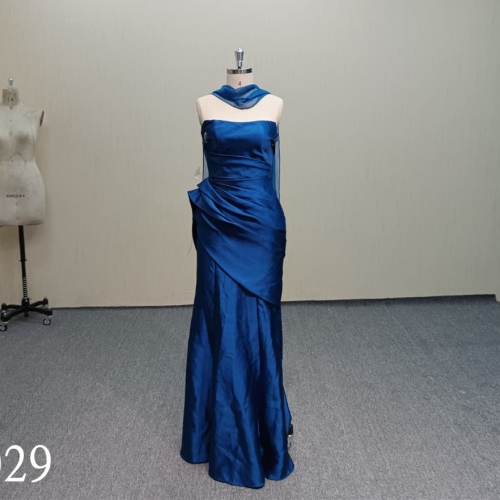 K029  High-end Design Sea Blue Evening Dress