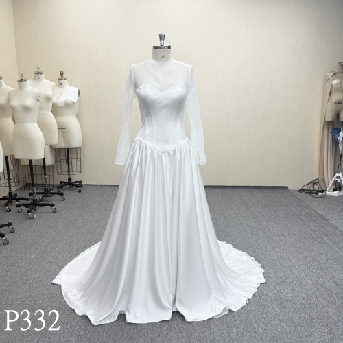 P332 Ivory Wedding Dress with illusion