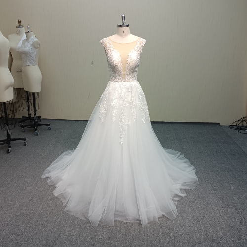 RS064 A-line Wedding Dress with nude insert