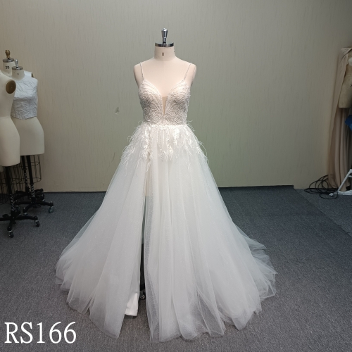 RS166 Dreamy Wedding Dress with feathers