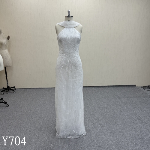 Y704 shinning lace in whole dress with one scarf
