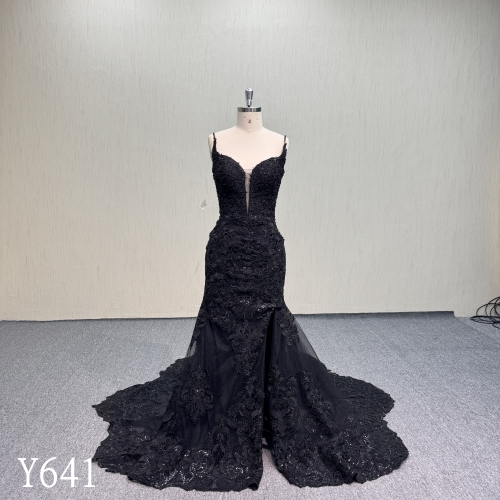 Y641 Black Swan wedding dress with veil