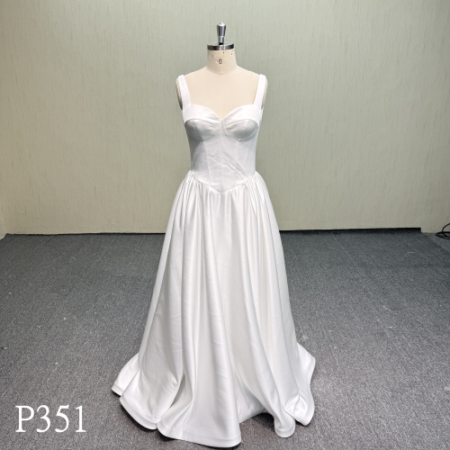 P351 Minimalist Satin Ballgown with Adjustable Corset Back Detail