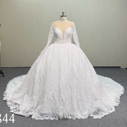 Y838 Couture Mikado Satin Wedding Dress with  Lace Bodice