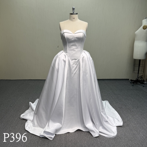 P396 Classic Strapless Sweetheart Ballgown with Lustrous Satin and Voluminous Skirt